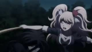 Junko trying to hit izuru with a bat