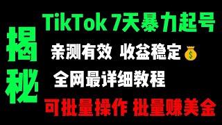 【tiktok运营教程】tiktok七天起号流程，tiktok变现攻略，TikTok快速起号赚美金技巧【建议收藏】