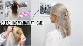 BLEACHING MY HAIR BROWN TO BLONDE using BOX DYE!! At Home...  | Naomi Victoria