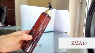 Zenvista Beautiful Cosmetic Packaging!! Amber Color bottle with Golden Black Dispenser Pump [ZMA19]