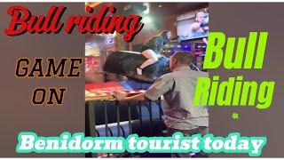 Last night crazy  bull  riding in benidorm Spain  | Benidorm bull 