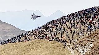 Axalp 2022 F-35A und F/A-18 ganze Präsentation ungeschnitten mit Flares (4K, HDR, 60 fps)