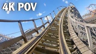 Roar Front Row POV Six Flags America GCI Wooden Coaster