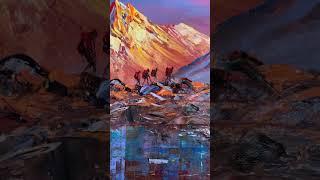 Treaking in to the sunrise mountain / beautiful painting #shorts #art