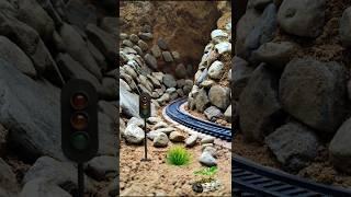 "Miniature Train Track Curves Through a Rocky Terrain | Realistic Diorama Design"