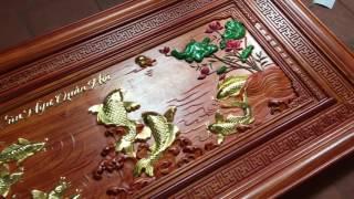 Tuyệt phẩm mang tên - Cửu ngư quần hội. Tranh gỗ Minh Châu