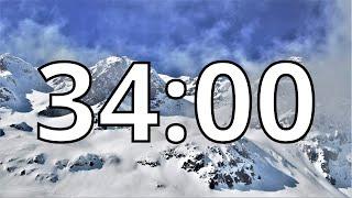 34 Minute Timer | Snowy Mountains | NO Music