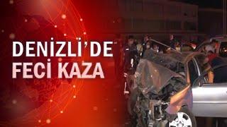 Denizli'de feci kaza karşı şeride geçip çarpıştılar 10 yaralı