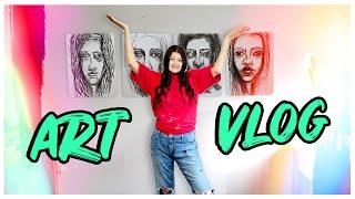 Cozy Art Vlog  Expressive Charcoal Portrait Drawing