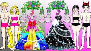 WEDDING DRESS: Rainbow Bride VS Black Bride - Barbie Wedding Handmade - DIY Arts & Paper Crafts