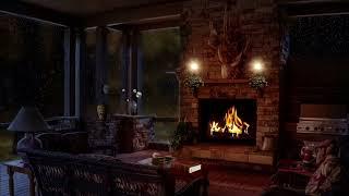 Rain, a fireplace in a cozy cabin - chillout, concentration and better sleep - no ads during video