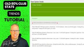 Raymond Report Tutorials - Old 80% Club Stats (ATS Stats)