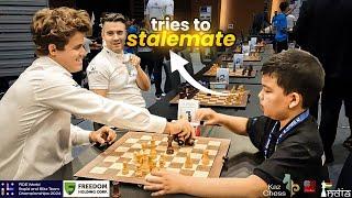 Little kid tries the stalemate trick on Magnus Carlsen | World Team Blitz 2024