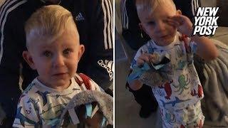 Little kid cries upon seeing his birthday gifts | New York Post