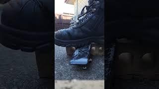 phone gets crushed by boot #asmr #satisfying #slowmotion