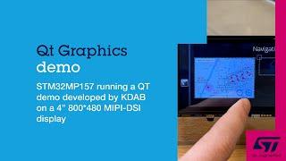 STM32MP157 running a QT graphics demo developed by KDAB on a 4” 800*480 MIPI-DSI display