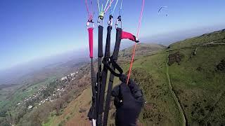 Paraglide from Worcestershire Beacon over West Malvern