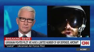 Ukrainian fighter pilot Juice talks with Anderson Cooper