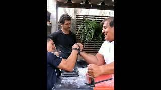 Arnold top roll vs Luis robles - Brazil vs Bolivia arm wrestling table training