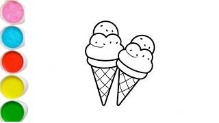 Ice cream Drawing, Painting & Coloring For Kids and Toddlers_ Child Art