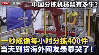 中国京东分拣机械臂有多牛？1秒成像自主抓取包裹，每小时分拣400件代替人工，上午下单晚上到货，海外网友羡慕哭了！【为你喝彩】