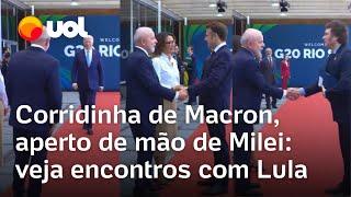 G20 tem aperto de mão de Lula e Milei, corridinha de Macron e mais: veja chegada dos presidentes