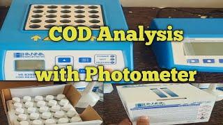 COD analysis with photometer, Hanna photometer, cod analysis procedure.