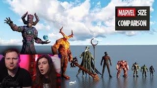 Размеры персонажей Марвел (сравнение) MARVEL Size Comparison | 3d Animation Comparison | РЕАКЦИЯ