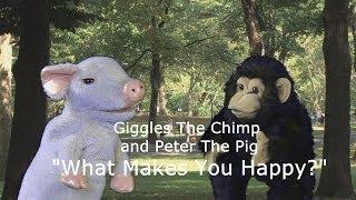 Giggles The Chimp and Peter The Pig Picnic "What Makes You Happy" with Jesus Puppet Ministry