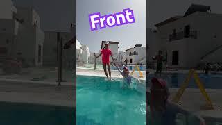 Pool time! Phoebe and Lucy jumping in the pool #olympics #swimming #sisters #holiday