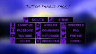 Free Twitch Panels/Buttons Pack Template 1 - Any Colour (Download Link)