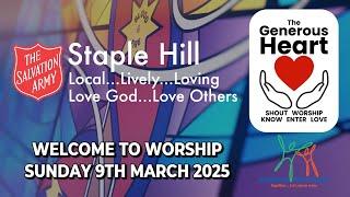 Sunday morning worship with The Salvation Army Staple Hill - 9th March 2025