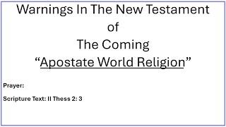 THE LAST GENERATION “Warnings In The New Testament"  Evangelist: Gonzales , R