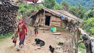 Beautiful And Organic Mountain Village Life of Nepal | Nepali Village Documentary Videos | Rainy Day