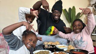 Eating Ghanaian Local food Gari and Bean Gob3 with my children in UK  | African local recipe