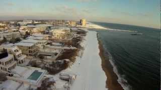 GoPro Drone over a snow covered Virginia Beach