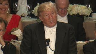 Trump roasts Clinton at Al Smith charity dinner