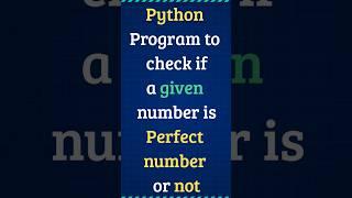 python interview questions and answer || prefect number || python program #interview #coding #que7