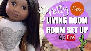 PRETTY AMERICAN GIRL DOLLS LIVING ROOM SET UP! Custom Etsy Dollhouse Pillows