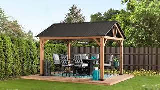 [How-To Install] Sunjoy 11 x 13 ft. Outdoor Wood Gazebo with Matte Black Steel Gable Hardtop Roof