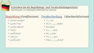 9. Sınıf Almanca 1.Dönem 1. Yazılı Sınav Örnekleri