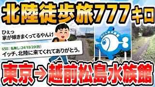 【旅スレ】【2024年最新徒歩ニキ】【実況】東京駅から越前松島水族館まで歩く