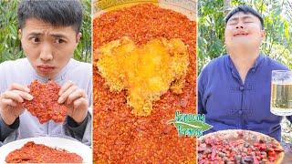 Spicy Ostrich Egg and River Snail || TikTok Funny Mukbang || Songsong and Ermao