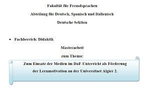 Die Rolle der Motivation und Medien im DaF-Unterricht: Masterarbeit