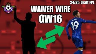 GW16 Best Waiver Picks for Draft FPL