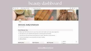 Aesthetic Skincare Beauty Notion Template Tour⭐️ | Beauty Tips Dashboard | anisasillustrations