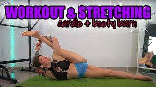 WORKOUT & STRETCHING SESSION: cardio party and leg day // !socials