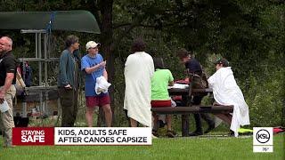 7 kids, 2 adults make it safely to shore after canoes capsize on Jordan River