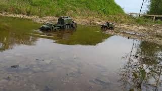 URAL with full loading Flatbed and a URAL Radio Box in a Deep Water Crossing Sequence