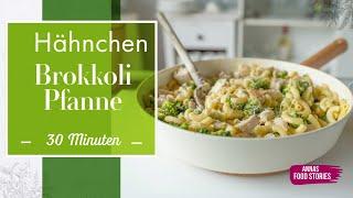 Einfache Hähnchen Brokkoli Pfanne Alfredo Art - Schnelles Mittagessen